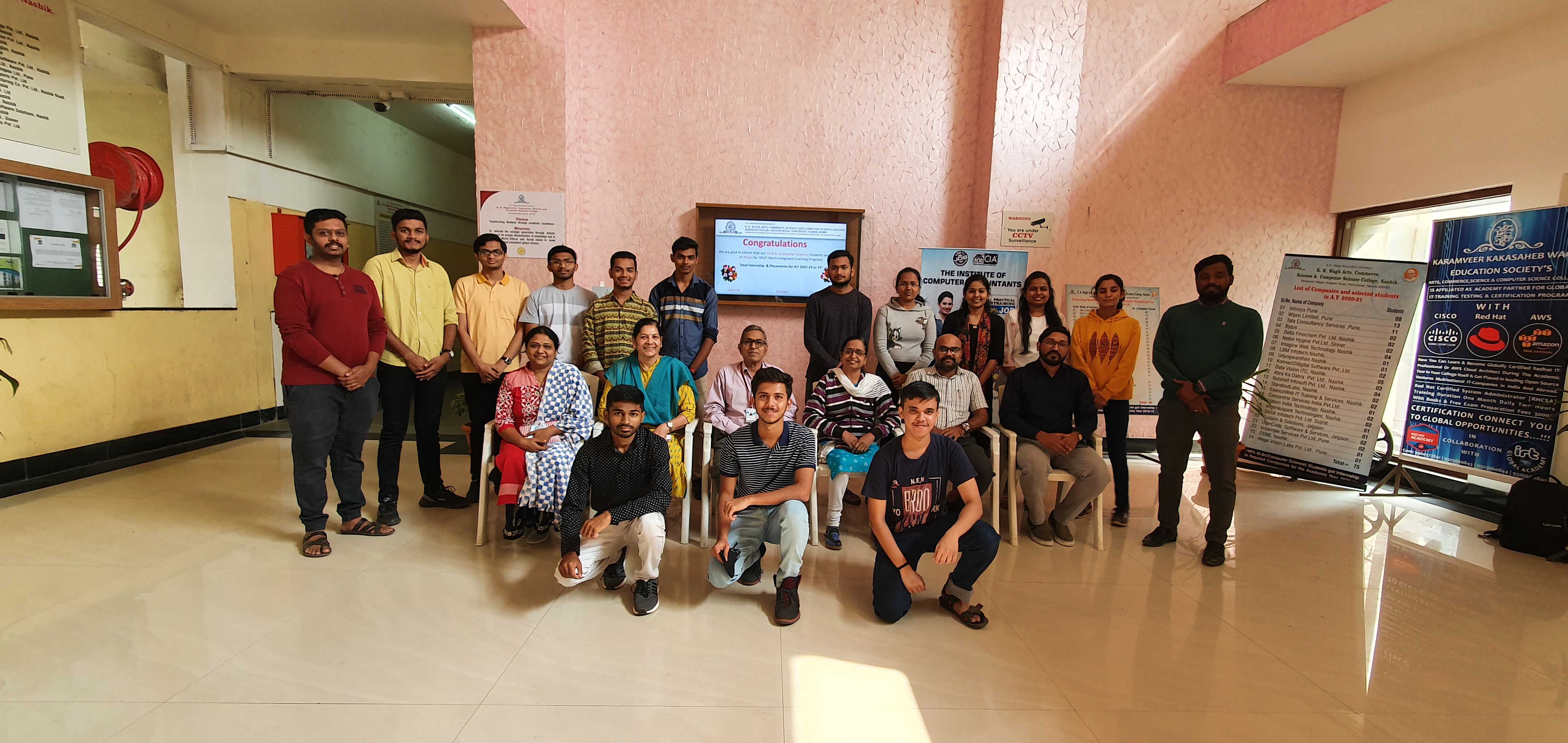 Total 24 students  of B.Sc. Computer Science selected in Wipro for WILP (Work Integrated Learning Program) in year 2021-22 